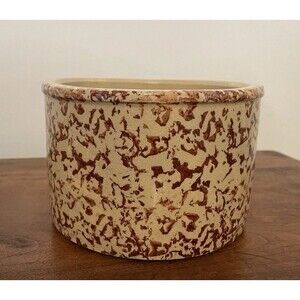 R.R.P. Co. Roseville Pottery Brown Spongeware 700A Crock Kitchen Jar Pot 4”